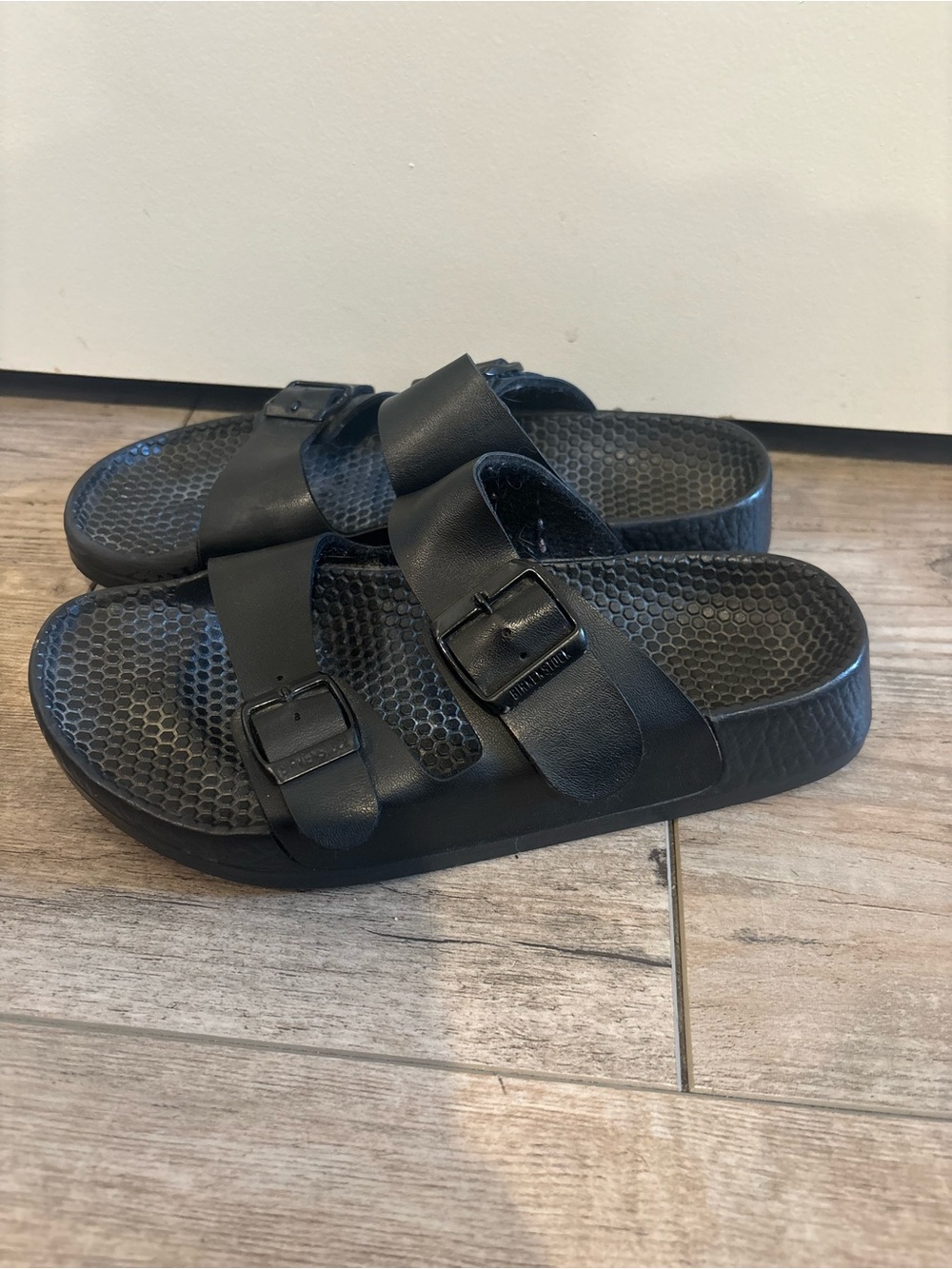 Birkenstock Black Double Buckle Slide Sandals - Picture 2 of 7